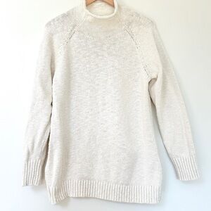 L.L. Bean Funnel Neck Cotton Cream Sweater